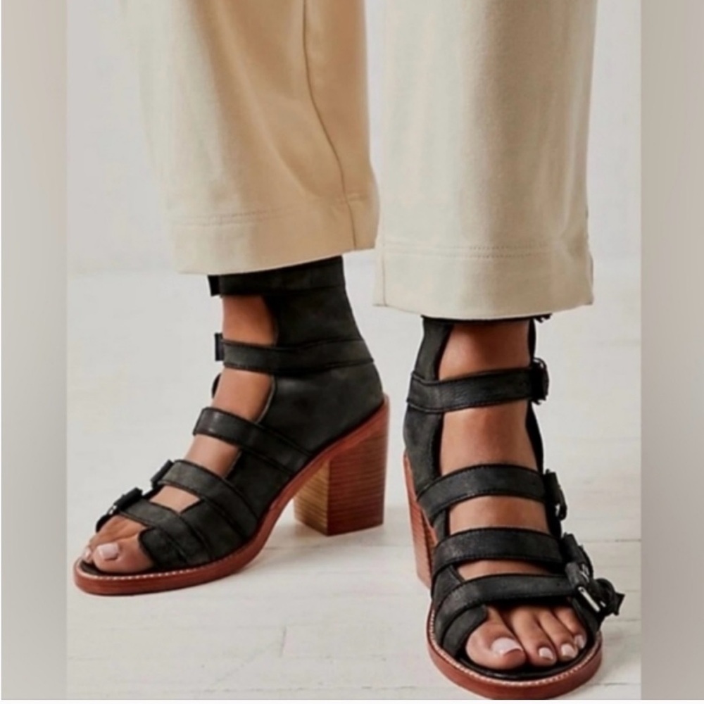 Free People - Buckle Up Baby Block Heels Black available in size 9 & 10